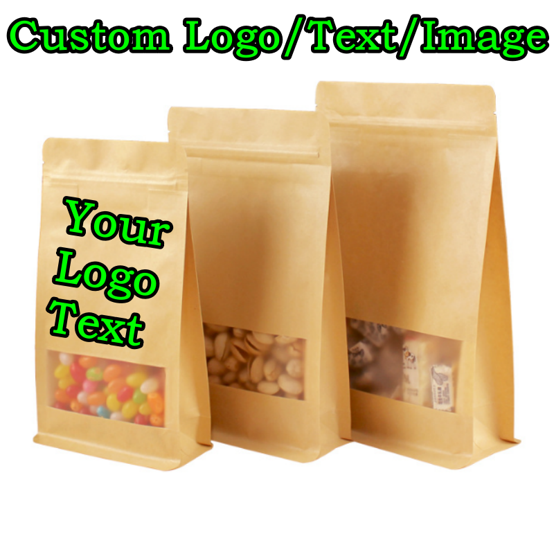 Food Snacks Logos - 50 stuks 3D staande kraftpapieren zakjes