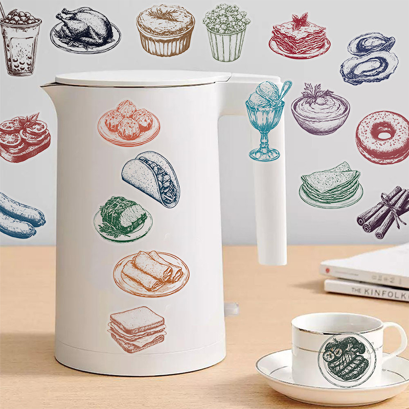 Yummy Food Snacks - 50 STKS Retro Voedselstickers Set Transparant