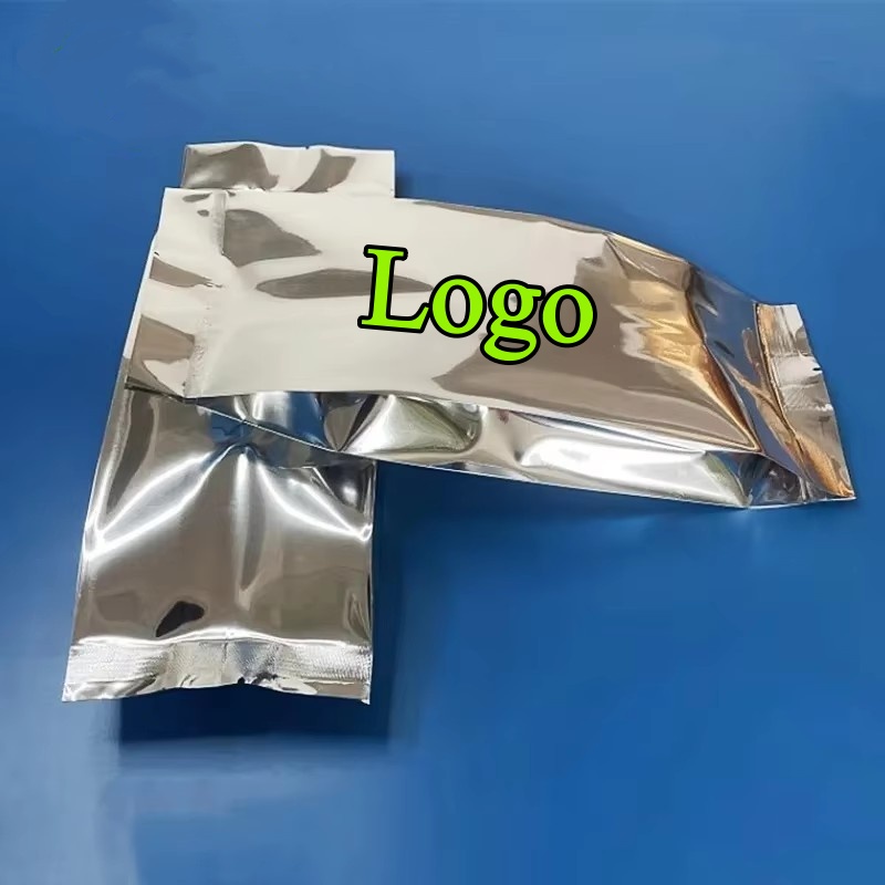 Food Snacks Logos - 100 STKS Zijvouwen Glanzend Zilver Aluminiumfolie