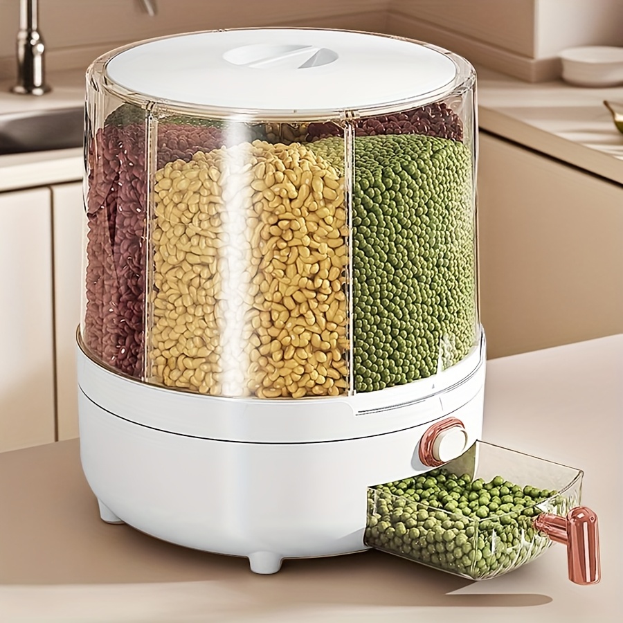 Food Snacks Candy - 6-compartimenten 360 ° Draaibare luchtdichte voedselopslagcontainer,