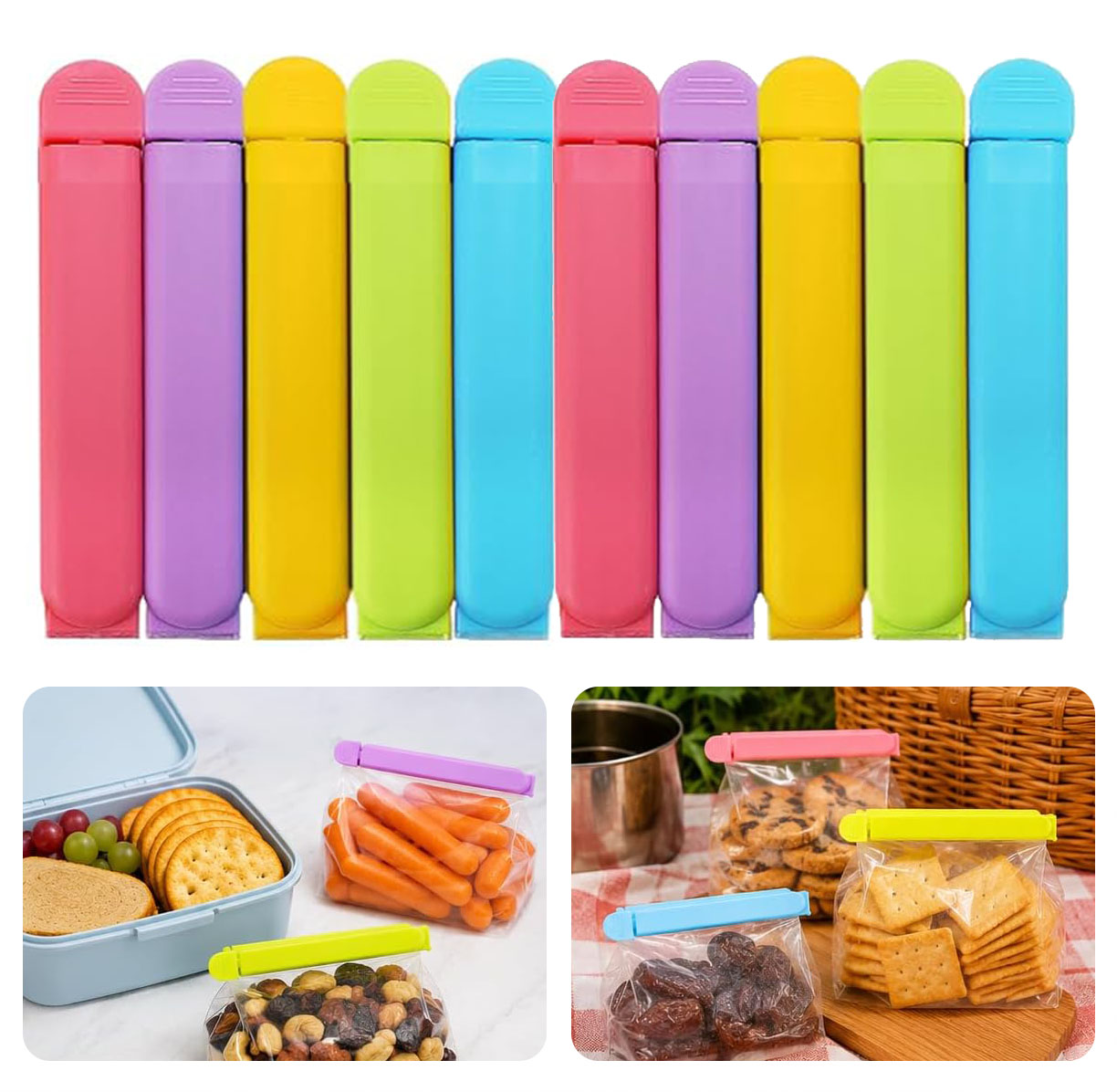 Kleurrijke voedselbewaarclips  - Snacks Food Gift Baskets recensie en prijs
